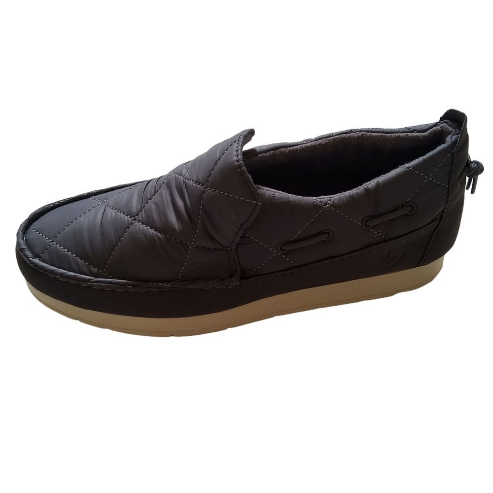 Sperry Moc Sider Quilt Nylon Slip On Shoe Grey Microfleece Cozy